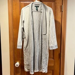RALPH Lauren women’s large gray striped bathrobe. **missing tie**